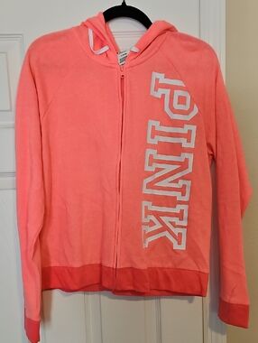 PINK Victoria's Secret Coral Zip Hoodie with Logo Zipper